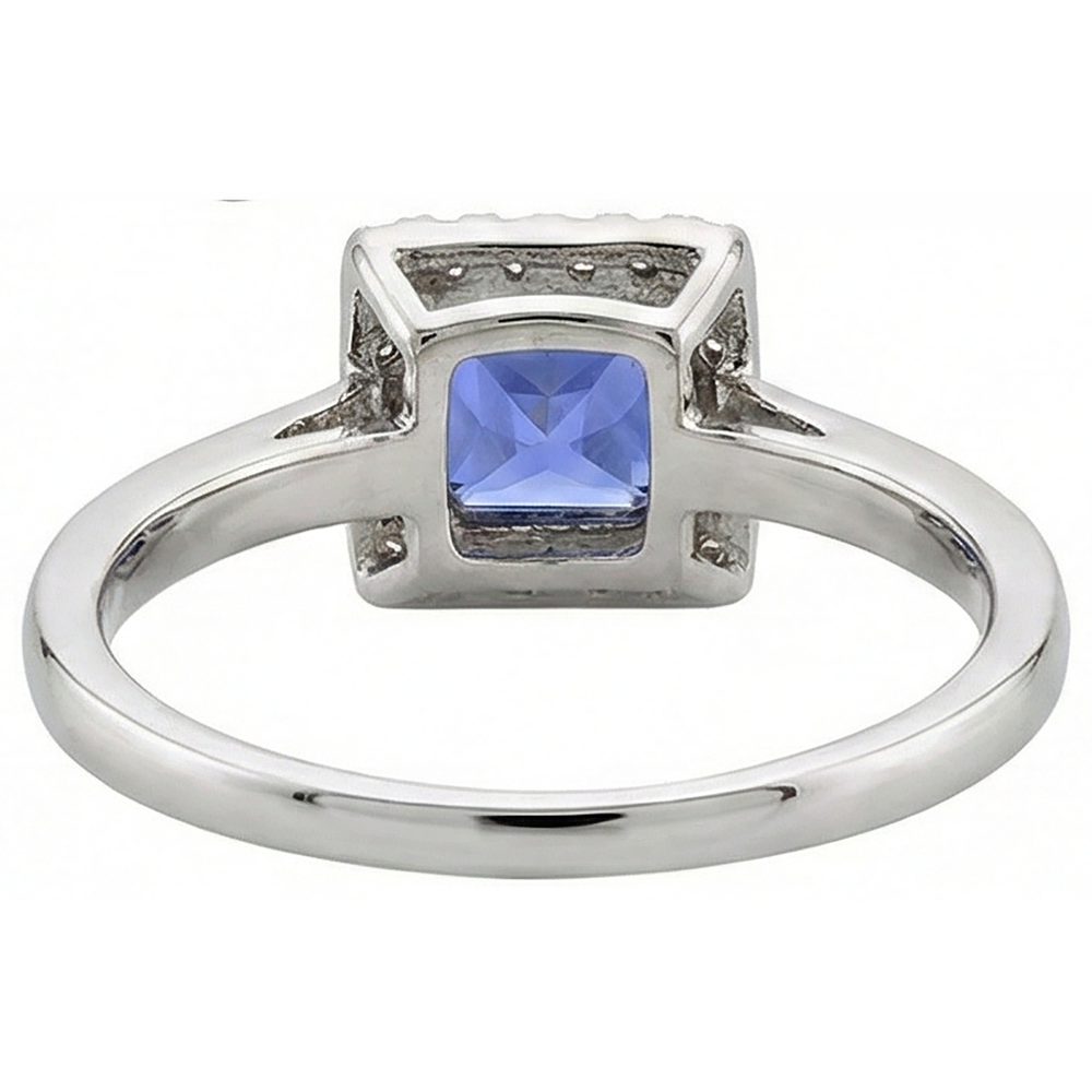 2,15 Karat Krappenset Tansanit & Aus der Erde Abgebauter Natürlicher Diamant Ehering Weißgold 14K
