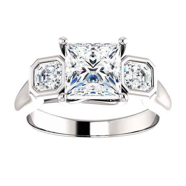 2.21 Karat Echt Diamant-Verlobungsring mit drei Steinen