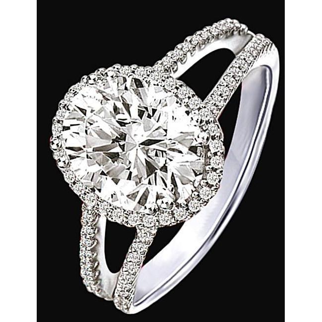 2.30 Karat Halo Natürliche Diamanten Verlobungsring Doppelschaft Weißgold 14K