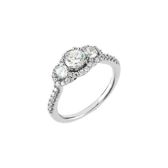 2.35 ct. Runder Echt Diamant 3-Stein-Verlobungsring 14K Weißgold