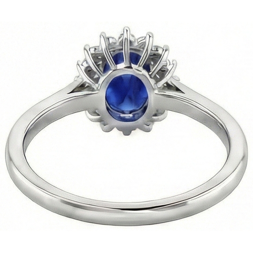 2,5 Karat blauer Ovalschliff Saphir und Aus der Erde Abgebauter Natürlicher Diamant Ring Weißgold 14K