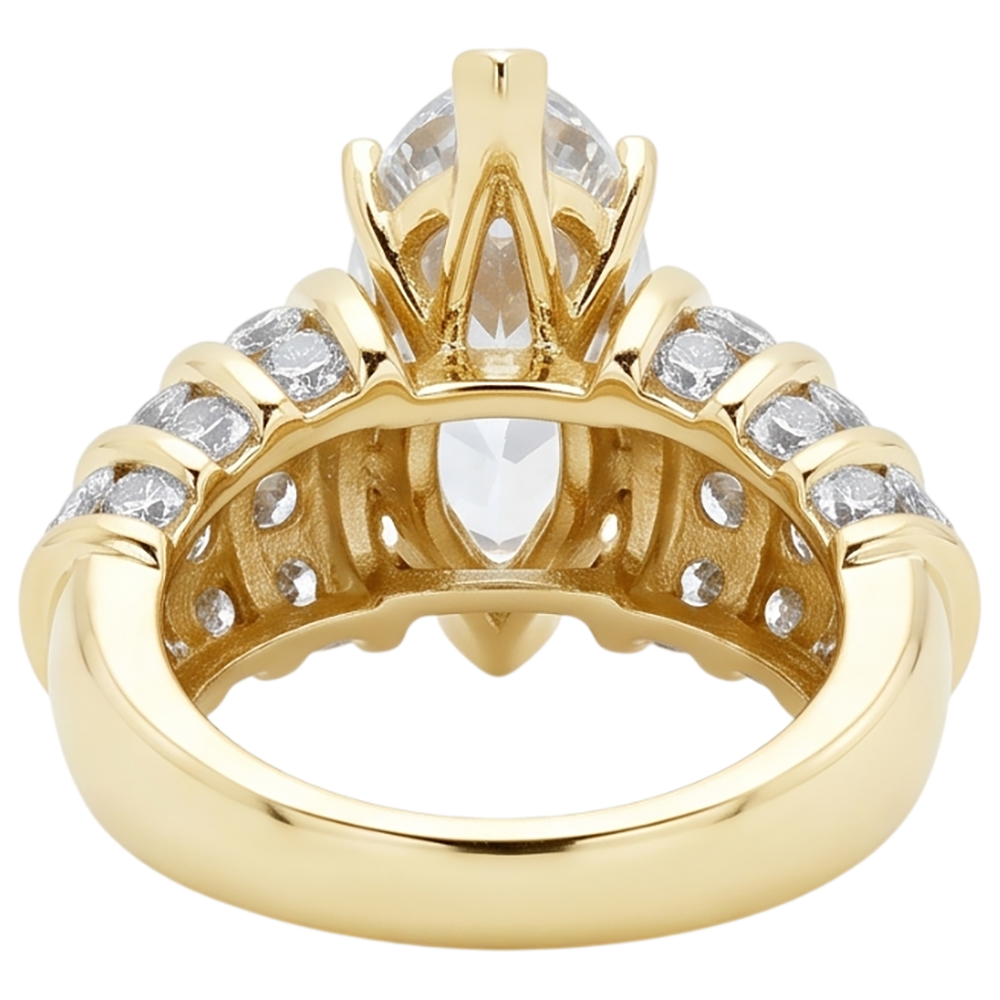 2,5 ct. Echt Aus der Erde Abgebauter Natürlicher Diamanten Verlobungsring Marquise Aus der Erde Abgebauter Natürlicher Diamanten Gelbgold