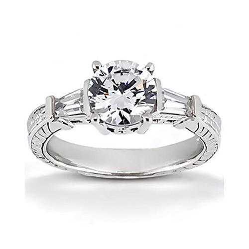 2.50 Carats Three Stone Echt DiamantEngagement Ring White Gold 14K
