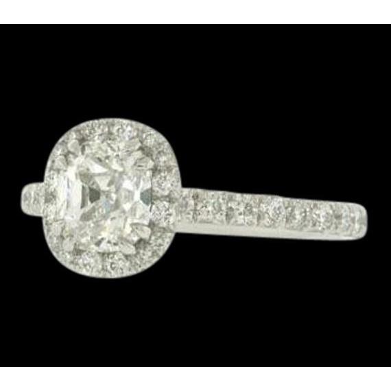 2.50 Karat Antik-Stil Halo Kissen Echt Aus der Erde Abgebauter Natürlicher Diamantring Weißgold 14K