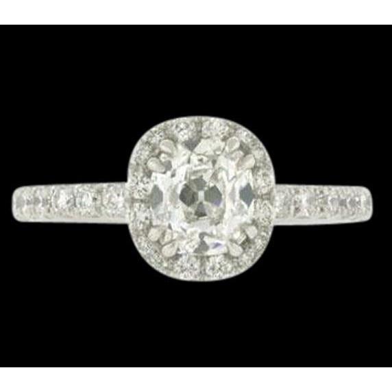 2.50 Karat Antik-Stil Halo Kissen Echt Aus der Erde Abgebauter Natürlicher Diamantring Weißgold 14K