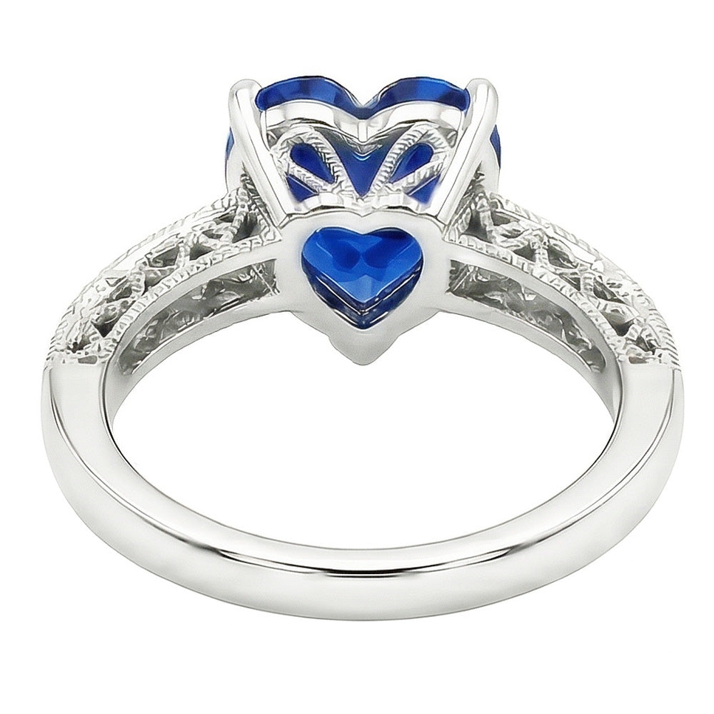 2,50 Karat Herzschliff Ceylon Blauer Saphir Aus der Erde Abgebauter Natürlicher Diamant Verlobungsring
