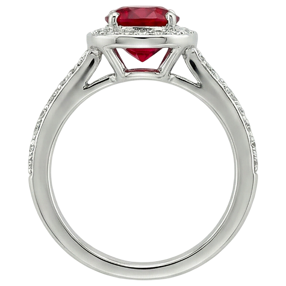 2,50 Karat Roter und Weißer runder Rubinring Schmuck Weißgold 14K