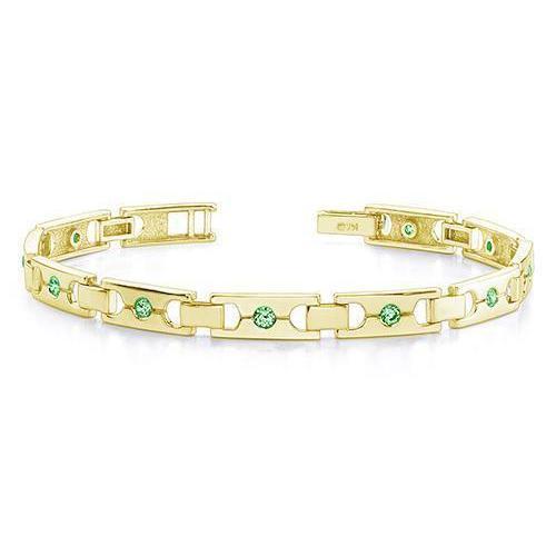 2.50 ct Rundschliff Grüne Smaragde Einzelschnalle Gliederarmband Gelbgold 14K