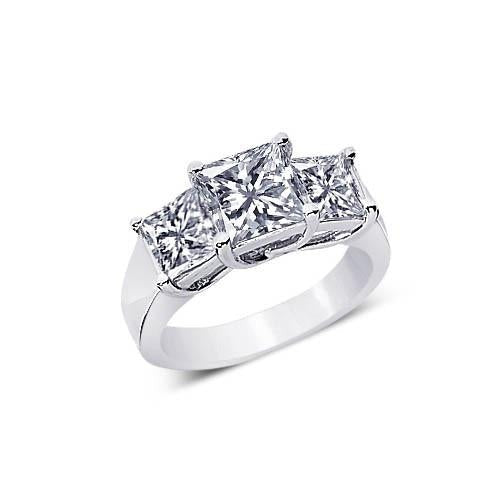 2.51 Karat 3 Stein Prinzessin Echt Aus der Erde Abgebauter Natürlicher Diamanten Verlobungsring Damen Schmuck