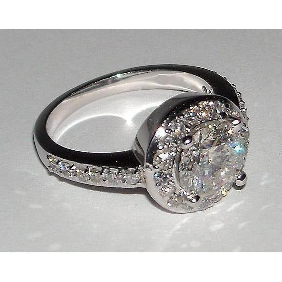 2.51 ct runder Echt Aus der Erde Abgebauter Natürlicher Diamant-Verlobungsring in Pflastern-Fassung Weißgold 14K