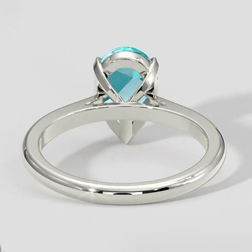 2,5 Karat birnenförmiger Paraiba-Ring aus 14 Karat Weißgold