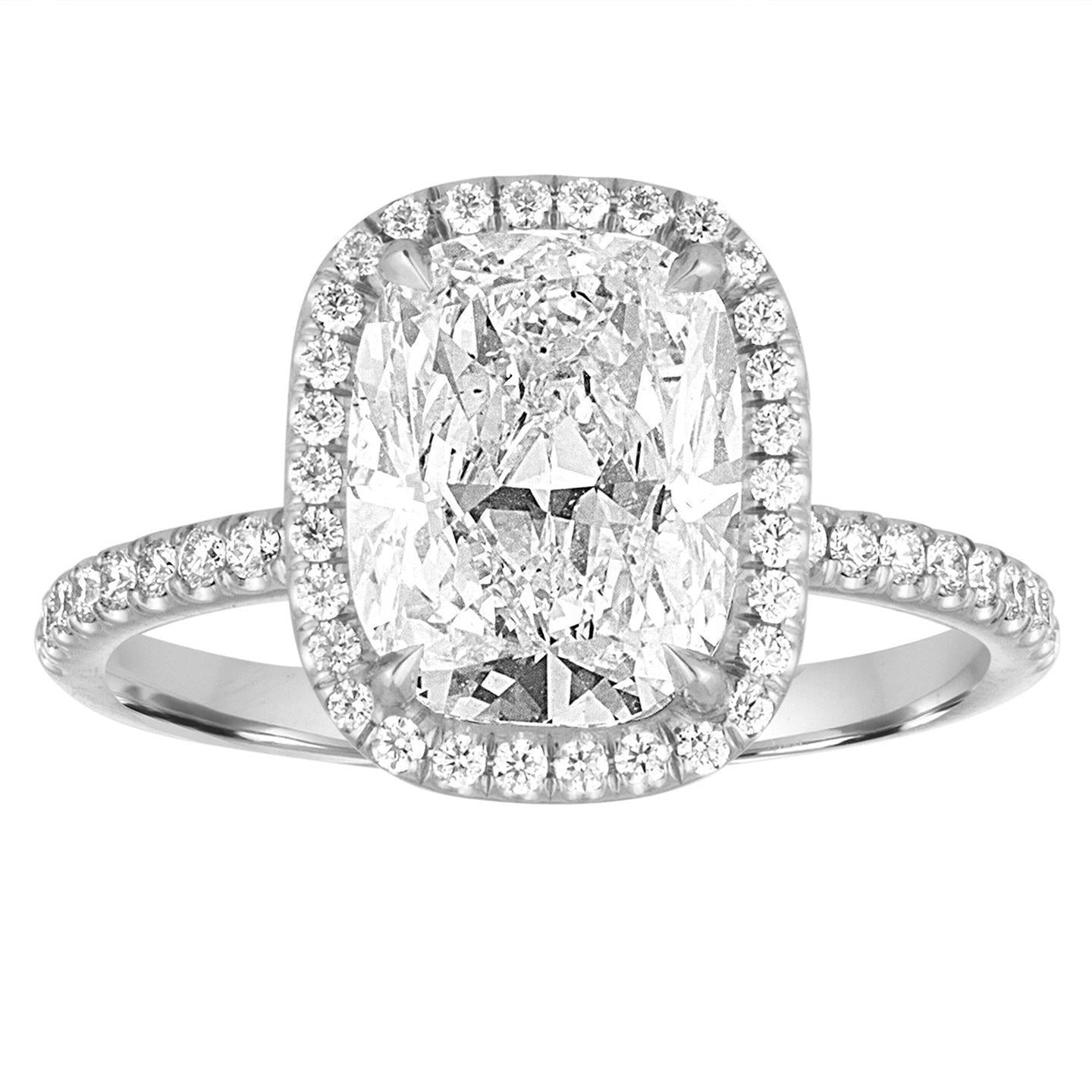 2.75 Karat Kissenschliff mit rundem Halo-Echt Diamantring Weißgold 14K