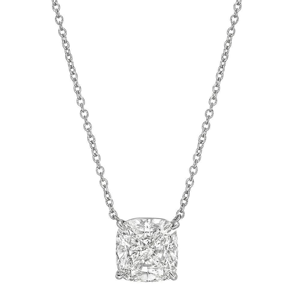 2.75 Karat Solitaire Kissen Echt Diamant Anhänger Halskette Weißgold