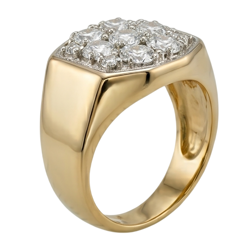 2,80 Karat Runde Echt Aus der Erde Abgebauter Natürlicher Diamanten Herren-Verlobungsring Zweifarbiges Gold 14K
