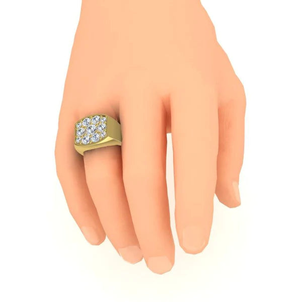 2,80 Karat Runde Echt Diamanten Herren-Verlobungsring Zweifarbiges Gold 14K