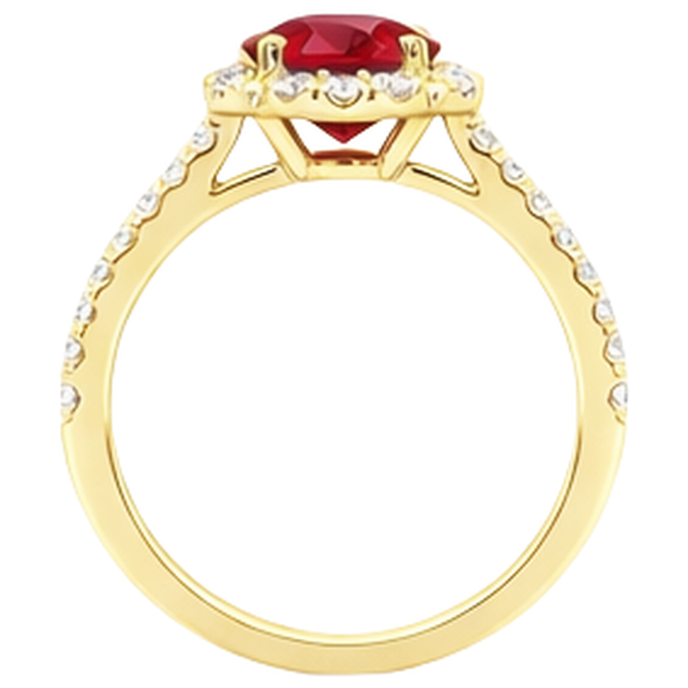 3.20 Karat Roter Rubin Mit Aus der Erde Abgebauter Natürlicher Diamanten Ring Gelbgold 14K