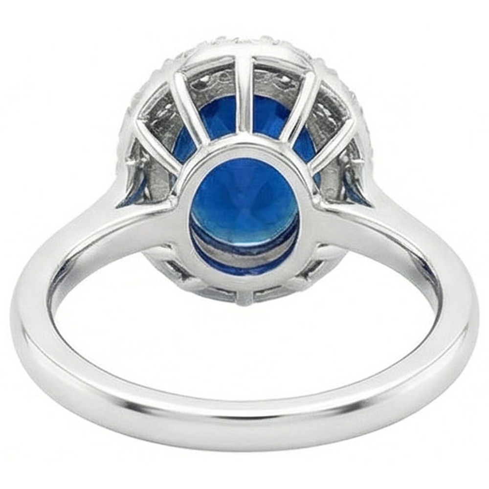 3.40 ct Sri Lanka Verlobungsring mit Saphir und Aus der Erde Abgebauter Natürlicher Diamanten