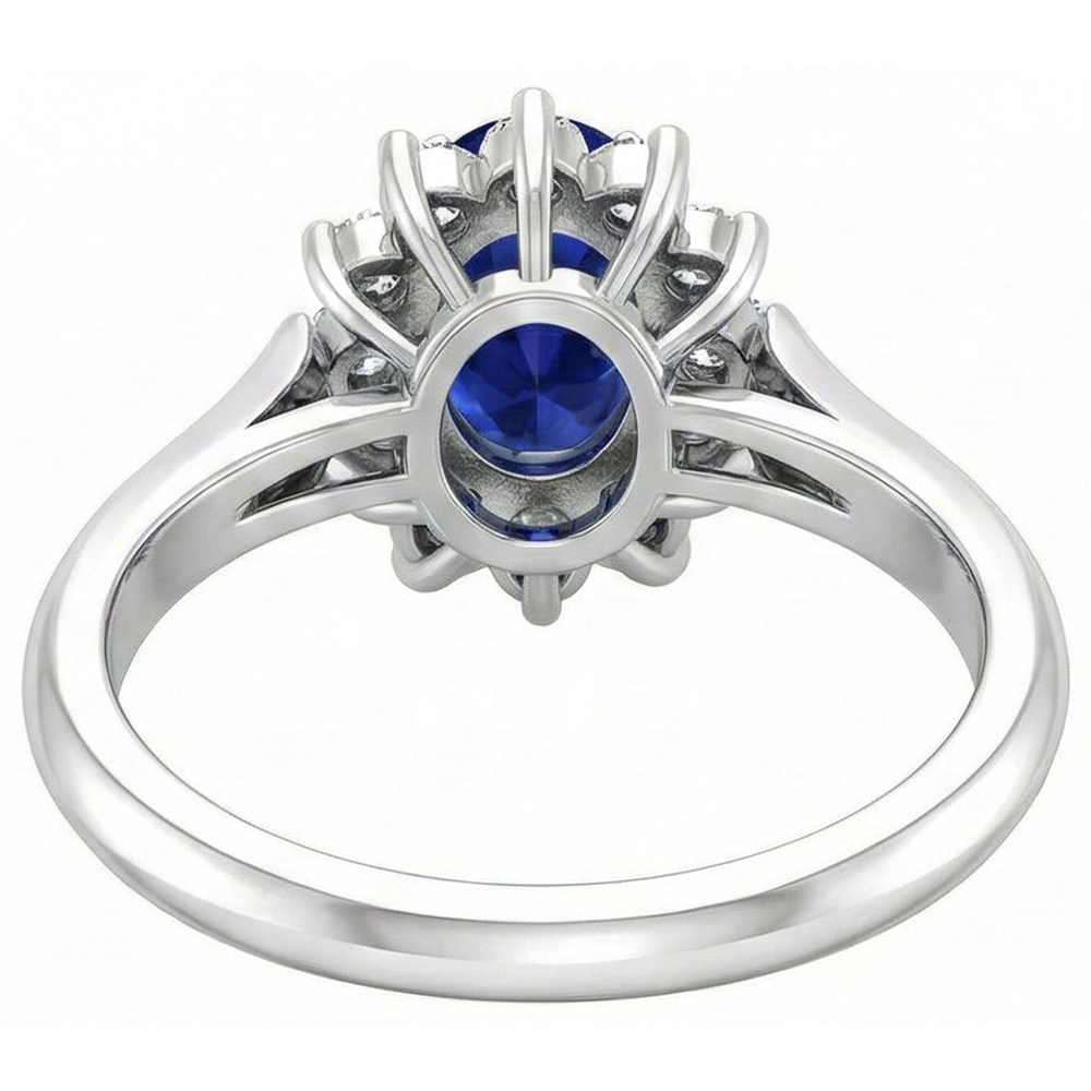 3.75 Karat Oval Tansanit mit runden Aus der Erde Abgebauter Natürlicher Diamanten Ring Weißgold 14K