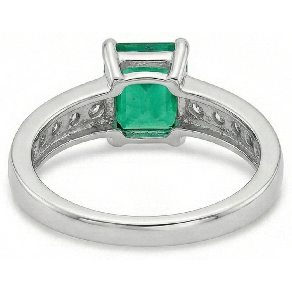 3.75 ct Grüner Smaragd-Aus der Erde Abgebauter Natürlicher Diamant-Ring-Solitär mit Akzenten