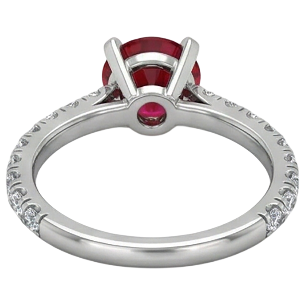 3.90 Karat Rubin und Aus der Erde Abgebauter Natürlicher Diamanten Ring Weißgold 14K Krappenset