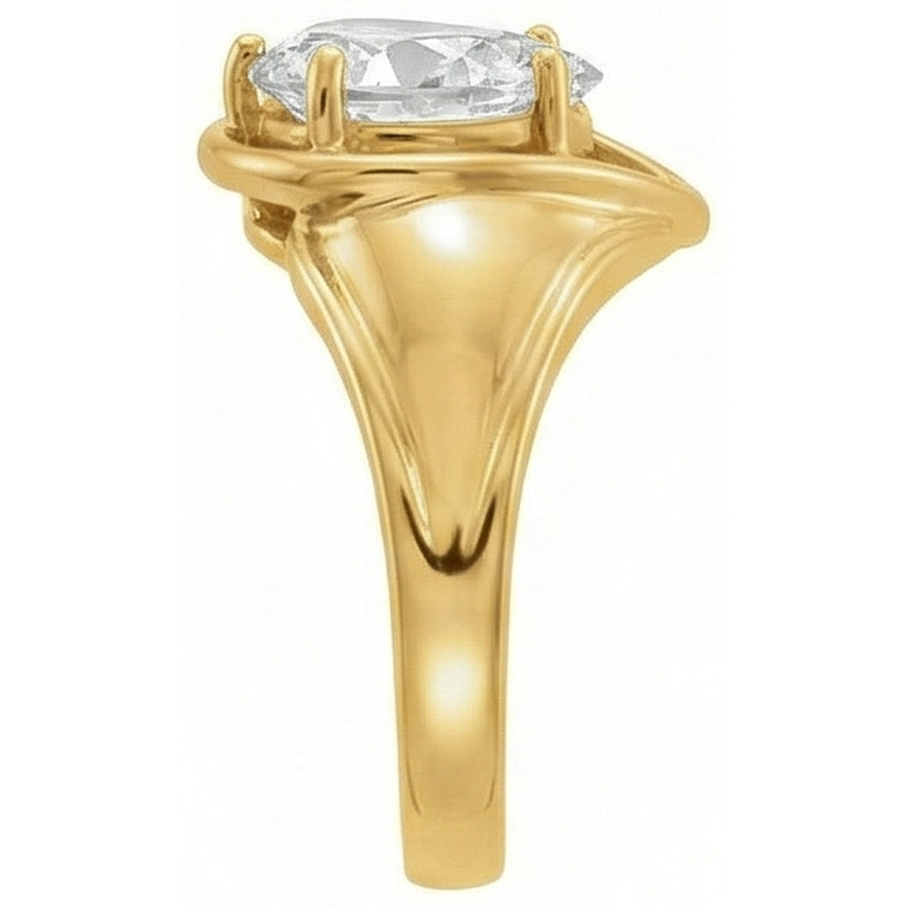 Antik-Kissen-Schliff Brillant Ring in 14K Gelbgold – Seitenansicht