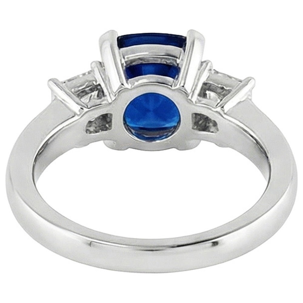 3 Ceylon-Saphir und Aus der Erde Abgebauter Natürlicher Diamanten im Steinstil 4.01 ct. Ring Weißgold 14K