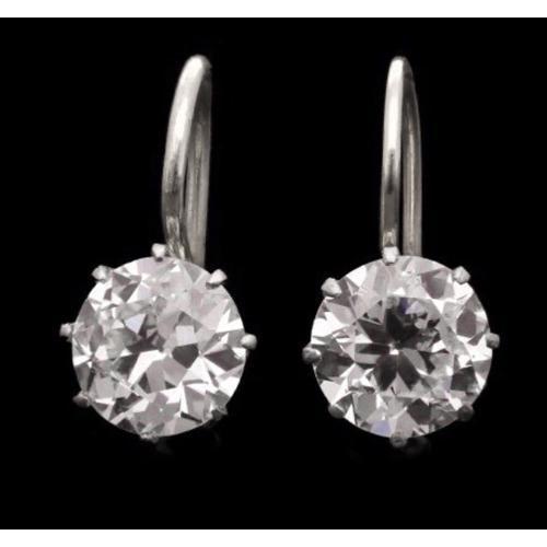 3 Ct. Solitär Echt Diamant Ohrringe Krappen-Set 14K Weißgold