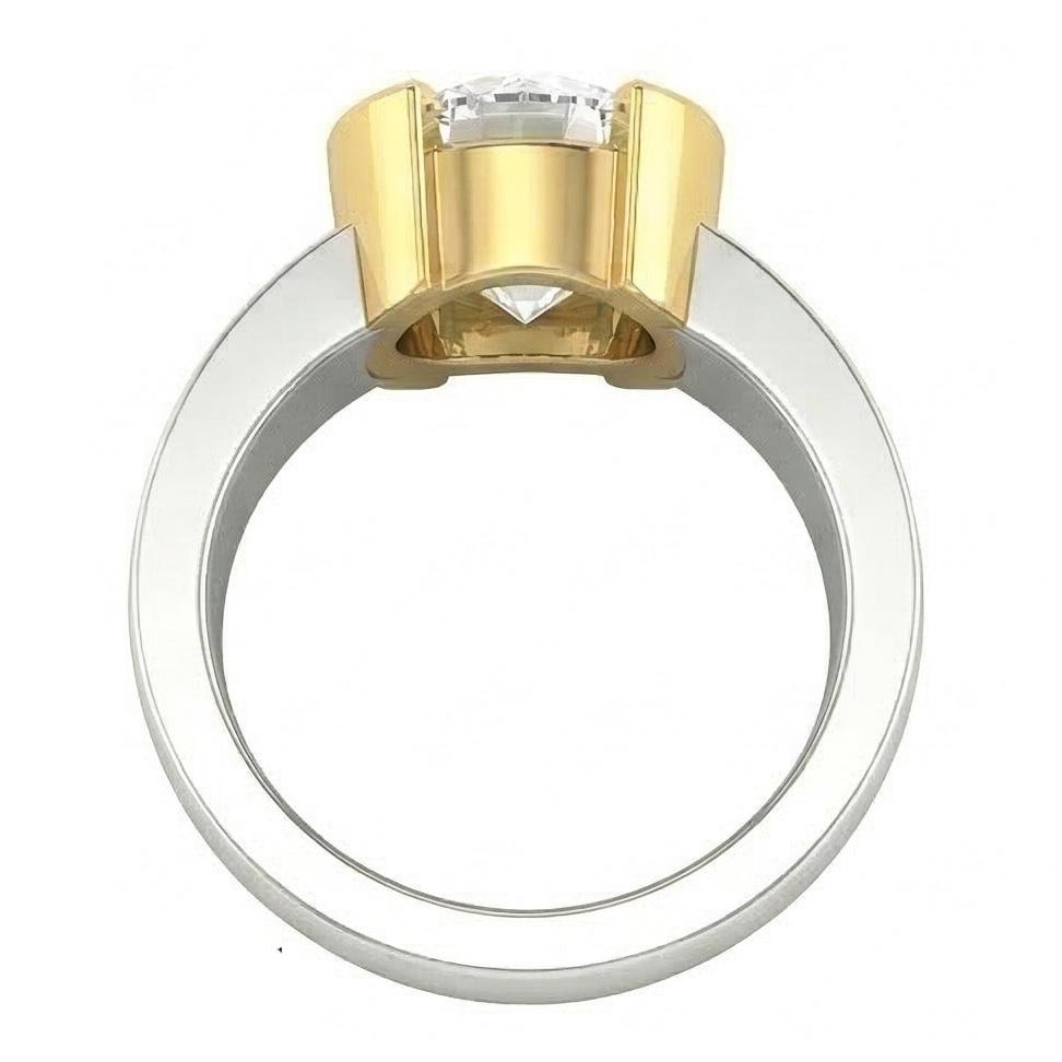 3 Karat Echt Aus der Erde Abgebauter Natürlicher Diamant-Solitär-Ring Zweifarbiges Gold 14K