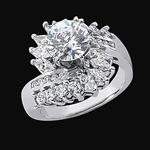 3 Karat Echt Aus der Erde Abgebauter Natürlicher Diamant Blumenstil Verlobungsring Dame Schmuck Weißgold