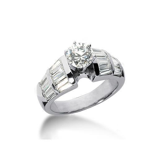 3 Karat Echt Diamant-Solitär mit Akzenten Ring Weißgold