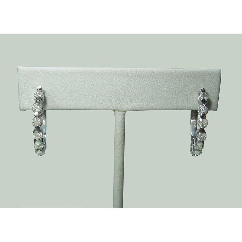 3 Karat Echt Aus der Erde Abgebauter Natürlicher Diamanten Huggy Creolen Ohrring Weißgold Damen Schmuck