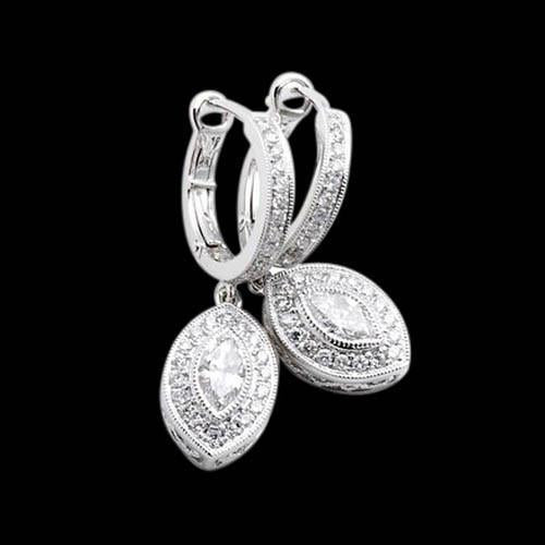 3 Karat Echt Diamanten Ohrring Paar Baumeln Stil Ohrring Weißgold Neu