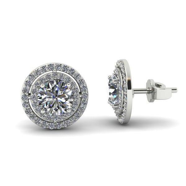 3 Karat Halo Echt Diamanten im Rundschliff Damen Ohrstecker Weißgold