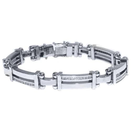 3 Karat Herren Echt Diamantarmband Schöner Weißgoldschmuck