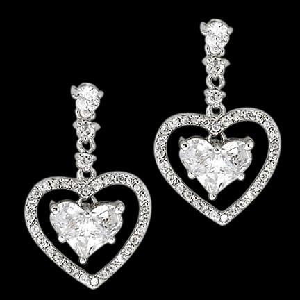 3 Karat Herz-Echt Aus der Erde Abgebauter Natürlicher Diamant-Ohrringe Herz-Stil Ohrhänger Weißgold