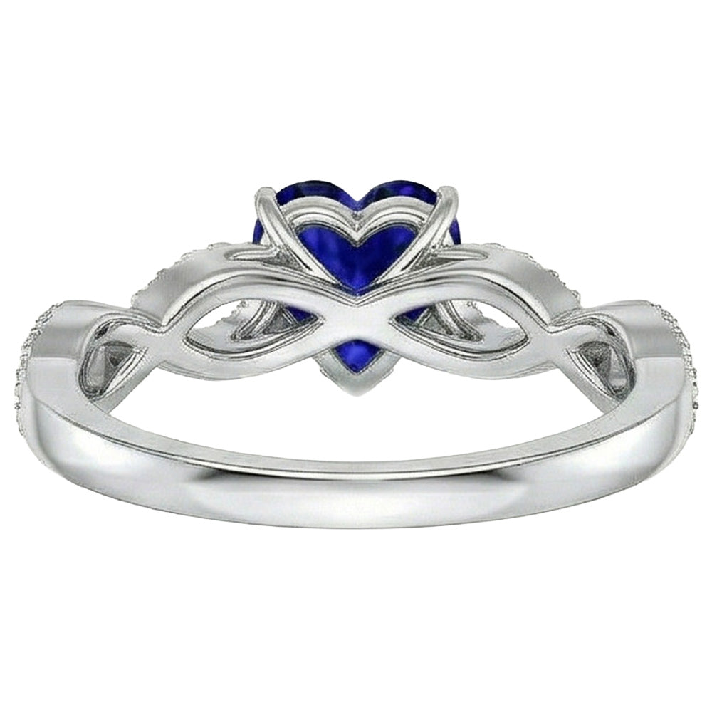 3 Karat Herz Edelstein Blauer Saphir Natürlicher Diamant ( nicht im Labor gezüchtet ) Ring Infinity Style