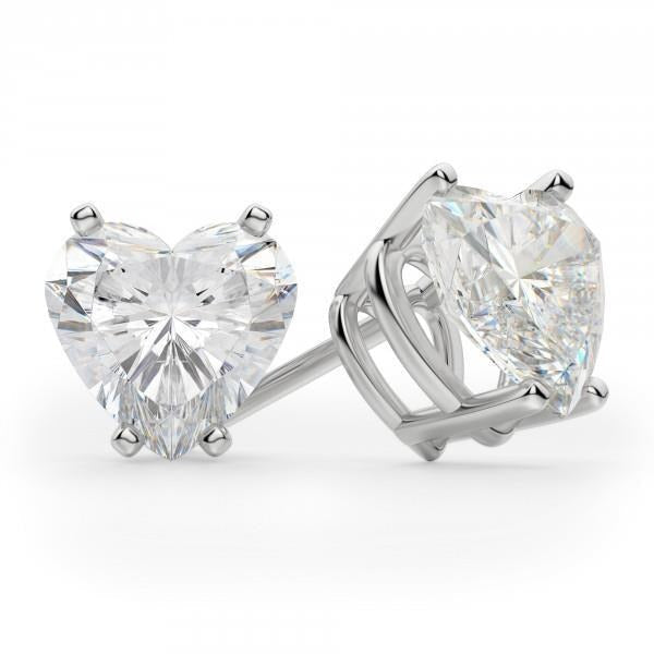 3 Karat Herzschliff Echt Aus der Erde Abgebauter Natürlicher Diamant Damen Ohrstecker Weißgold Feiner Schmuck