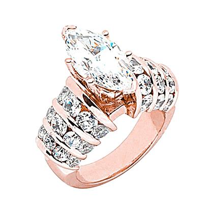 3 Karat Marquise Echt Diamant-Verlobungsring mit Akzenten Roségold 14K