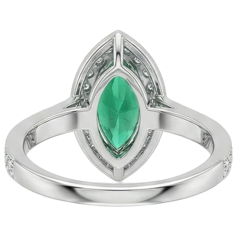 echter marquise smaragd 3Karat ring auf Weiß