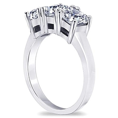 3 Karat Prinzessin Echt Aus der Erde Abgebauter Natürlicher Diamanten Verlobungsring mit drei Steinen Weißgold 14K