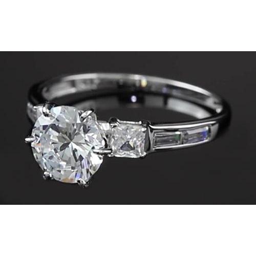 3 Karat Runder Echt Diamant-Verlobungsring Drei Steine Weißgold 14K