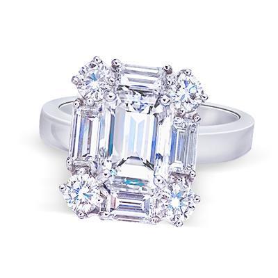 3 Karat Smaragd Zentrum Echt Diamant Verlobungsring Weißgold 14K