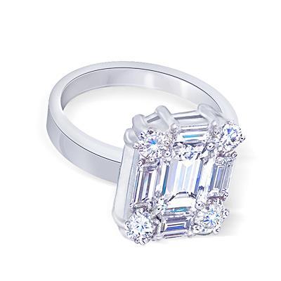 3 Karat Smaragd Zentrum Echt Diamant Verlobungsring Weißgold 14K