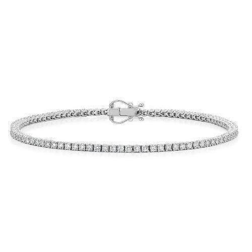 3 Karat natürliches rundes Aus der Erde Abgebauter Natürlicher Diamant-Tennisarmband aus 14 Karat Weißgold