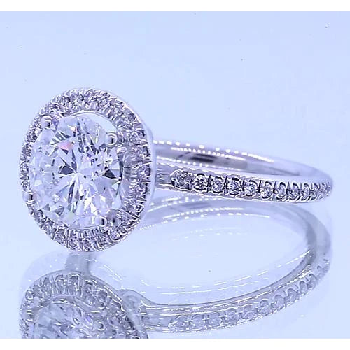 3 Karat runder Echt Diamant Halo Verlobungsring 14K Weißgold