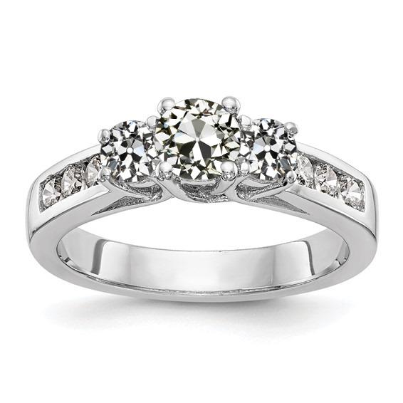 3 Karat runder alter Bergmann Echt Diamant-Verlobungsring-Korb-Kanal-Set