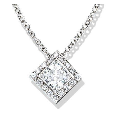 3 Kt. runder Echt Aus der Erde Abgebauter Natürlicher Diamantanhänger mit Prinzessinnenschliff