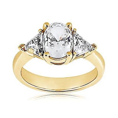 3 Stein 2,71 ct. Big Echt DiamantGelbgold Fancy Ring Neu