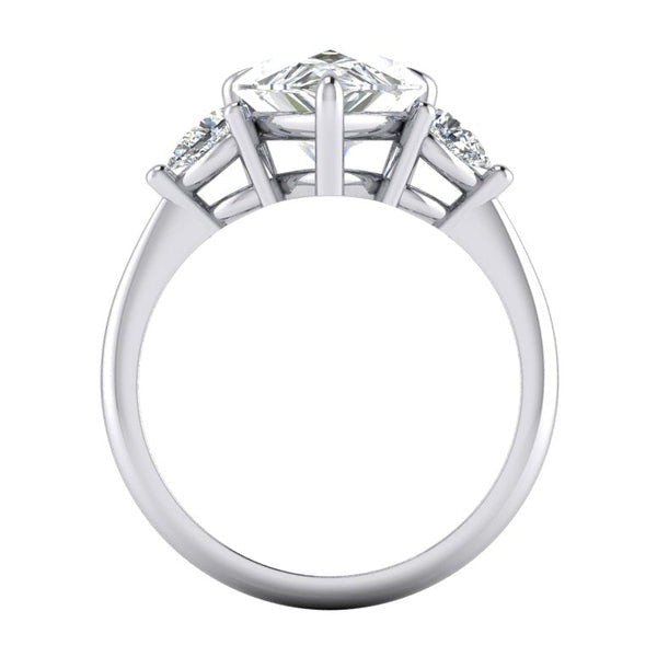 3 Stein Echt Birnen Diamant Verlobung Ring 3,30 Ct. Weiß Gold 14K