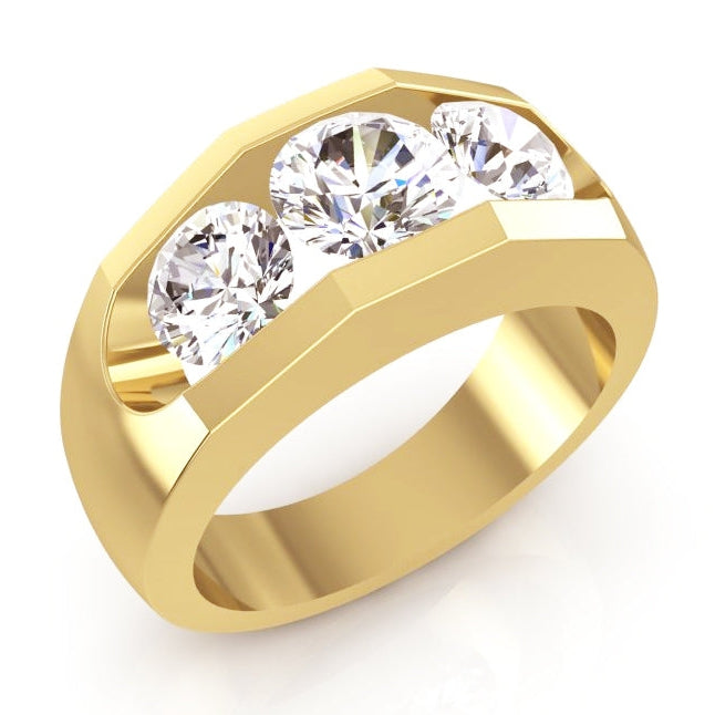 3 Stein Echt Diamant Herrenring Gold